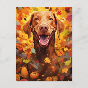 Cartão Postal Vizsla Autumn Ação de Graças