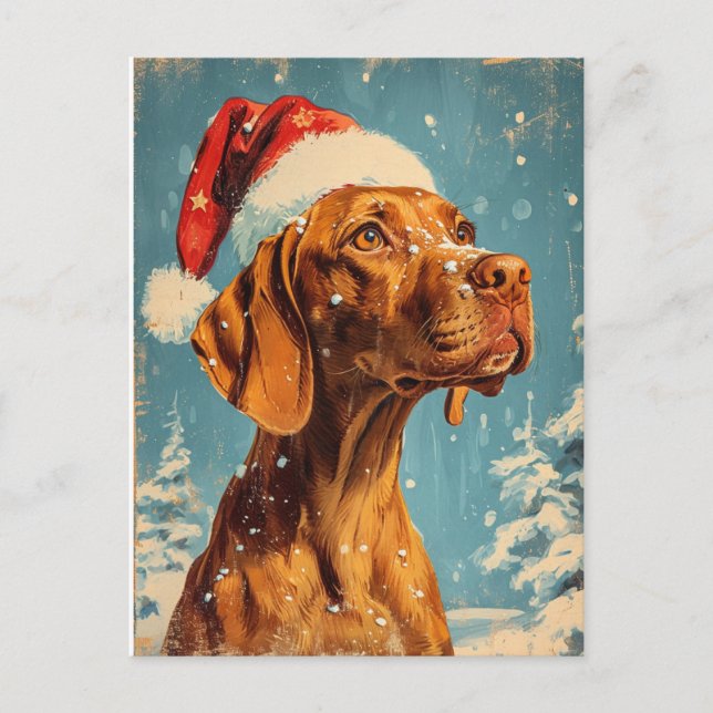 Cartão Postal Vizsla Christmas (Frente)
