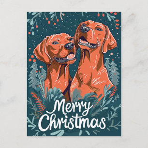 Cartão Postal Vizsla Merry Christmas