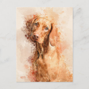 Cartão Postal Vizsla Watercolor