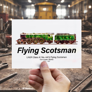 Cartão Postal Voando escocês Vapor Comboio Inglês Locomotiva