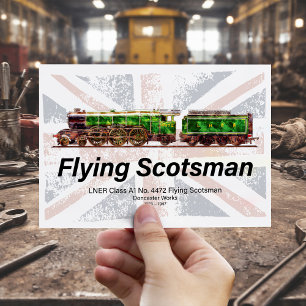 Cartão Postal Voando escocês Vapor Comboio Inglês Locomotiva