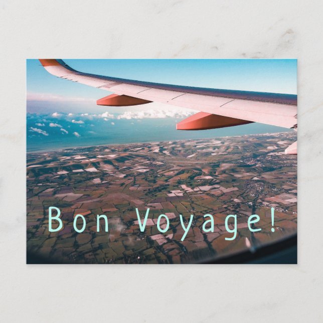Cartão Postal Voando longe, longe e Bon Voyage (Frente)
