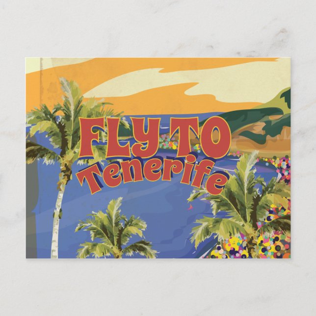 Cartão Postal Voar Para Tenerife Viagens vintage (Frente)