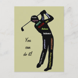 Cartão Postal Você consegue! Golfe, Esporte, Palavras Motivacion
