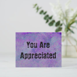 Cartão Postal Você É Apreciado Trabalho Abstrato Roxo Funcionári