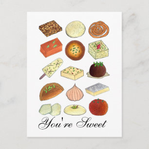 Cartão Postal Você é Doce Doces Confeitos Comida Indiana Mithai