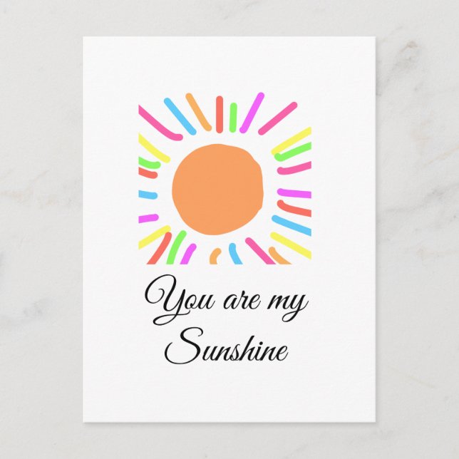 Cartão Postal você é meu raio solar amarelo alaranjado raios sol (Frente)