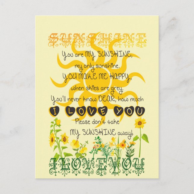 Cartão Postal Você é meu sol... (Frente)