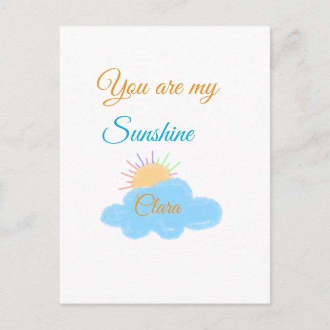 Cartão Postal Você é minha nuvem de raios solares laranja amarel (Frente)