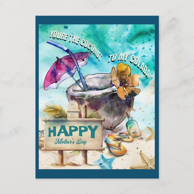 Cartão Postal Você é o coco do meu colada: Dia de as mães feliz (Frente)