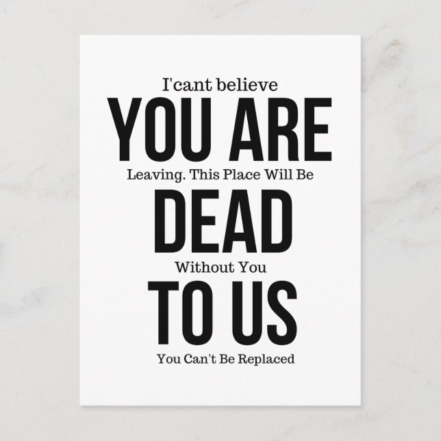 Cartão Postal Você está Morto de nós agora, colega FarewelL (Frente)