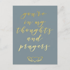 Cartão Postal Você está nos meus Pensamentos e Orações Azul e Do