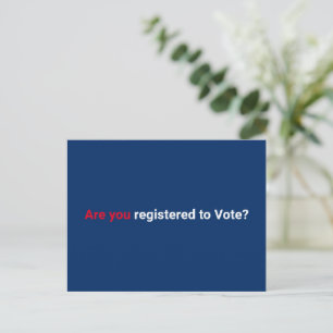 Cartão Postal Você está registrado para votar? vermelho branco e