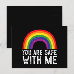 Cartão Postal Você Está Seguro Comigo Mês do Orgulho LGBTQ Arco-