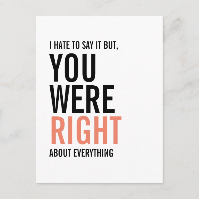 Cartão Postal Você Estava Certo, Mãe, Dia de as mães (Frente)