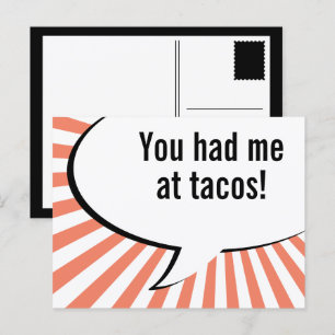 Cartão Postal você me conquistou com tacos