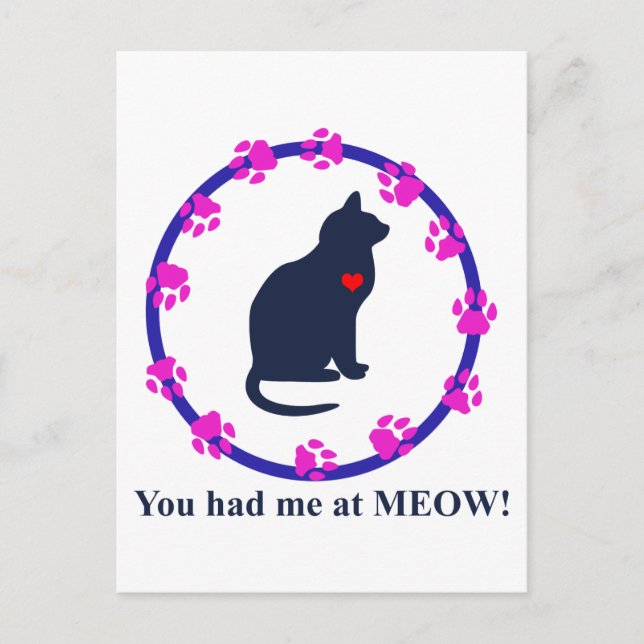 Cartão Postal Você me pegou no Meow! (Frente)