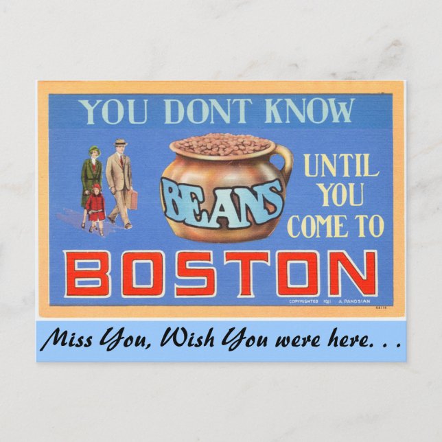 Cartão Postal Você não conhece feijão até vir para Boston (Frente)