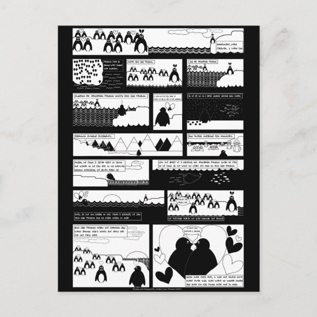 Cartão Postal Você Será Meu Pinguim? BG preto (Frente)