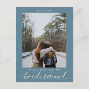 Cartão Postal Você será minha Bridesmaid Blue Foto Moderna