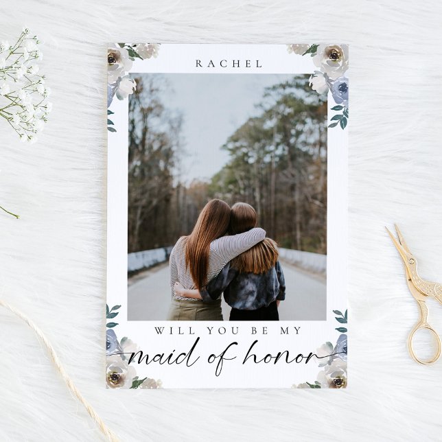 Cartão Postal Você será minha Dama de Honra Foto Rosa Azul (Criador carregado)