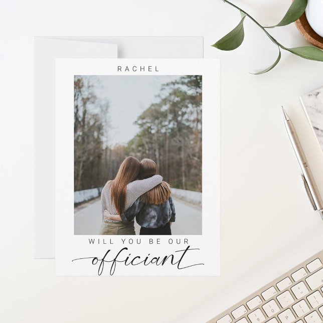 Cartão Postal Você será minha Oficiante Foto Mínima Moderna (Criador carregado)