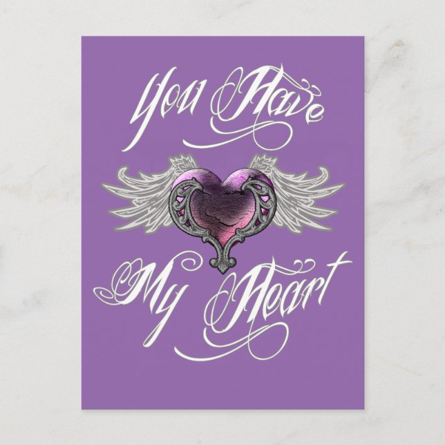 Cartão Postal Você Tem Meu Coração Rosa (Frente)