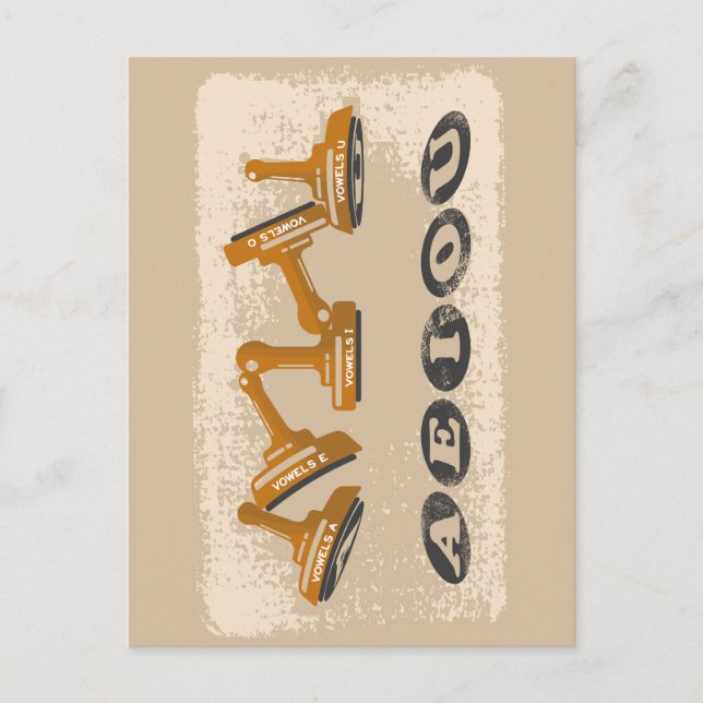 Cartão Postal Vogais AEIOU língua inglesa (Frente)