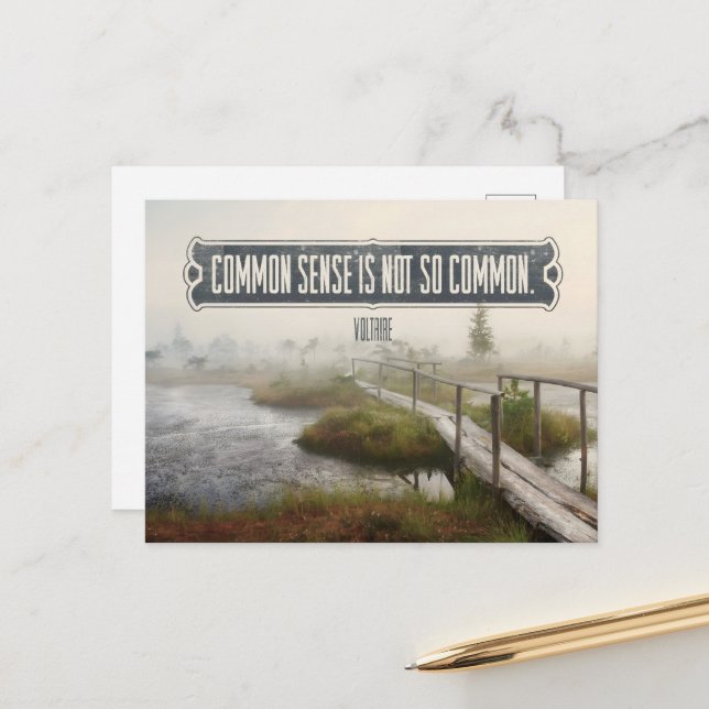 Cartão Postal Voltaire Inspirational Cote "bom senso" (Frente/Verso In Situ)