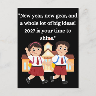 Cartão Postal Voltar às Escolas 2027 Motivação Infantil