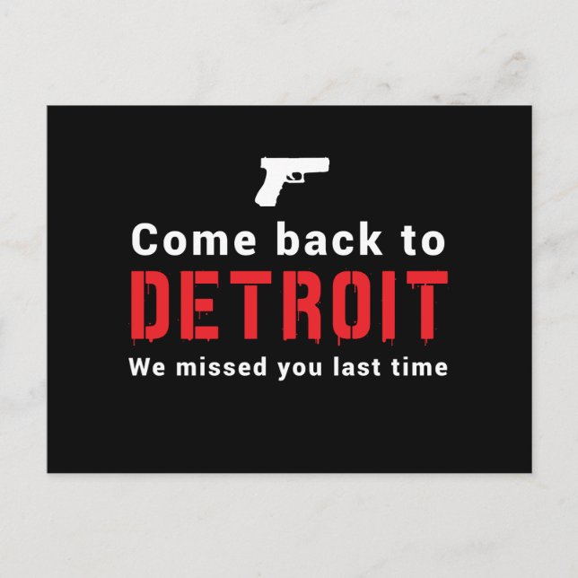 Cartão Postal Volte para Detroit, Sentimos sua falta da última v (Frente)