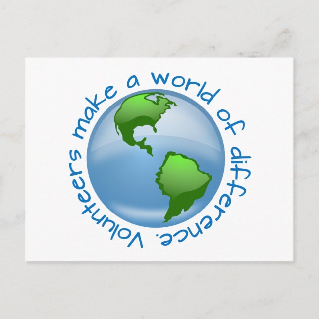 Cartão Postal Volunteers Make a World of Difference (Frente)