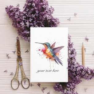 Cartão Postal Voo Colorido, beija-flor aquarela personalizado