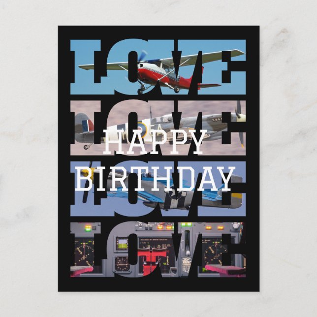 Cartão Postal Voo de Avião, Colagem de Fotos, Aviação, Legal (Frente)