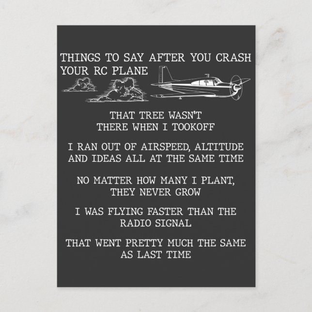 Cartão Postal Voo de Avião do Piloto de Avião da RC (Frente)