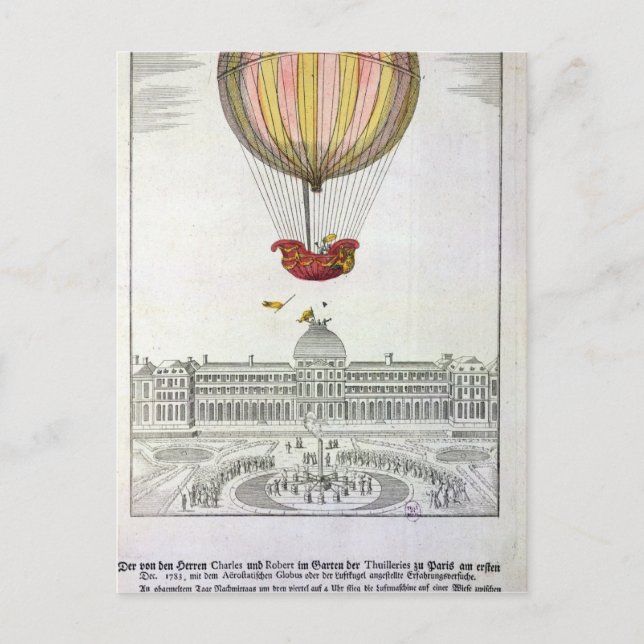 Cartão Postal Voo de Jacques Charles e Nicholas Robert (Frente)