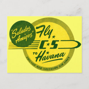 Cartão Postal Voo Vintage para Havana