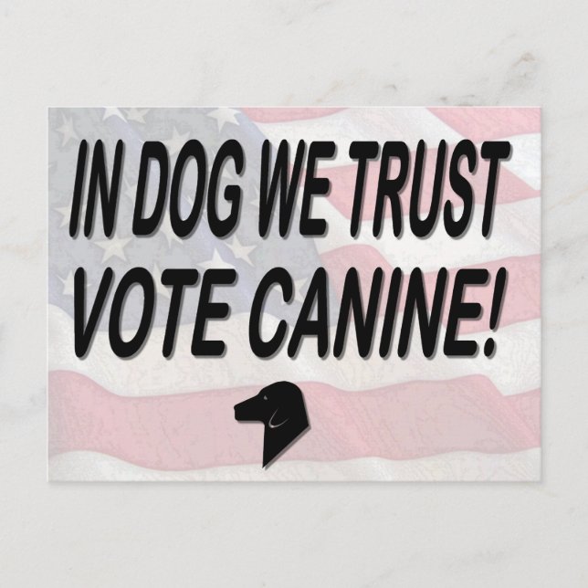 Cartão Postal Votar Cachorro com Bandeira Americana (Frente)