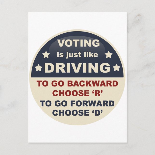 Cartão Postal Votar é como dirigir (Frente)