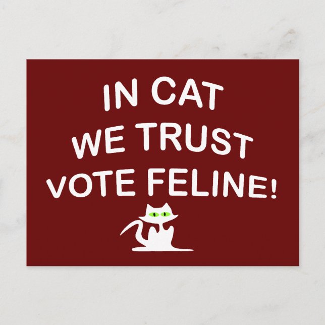 Cartão Postal Votar Gato com Texto Branco (Frente)