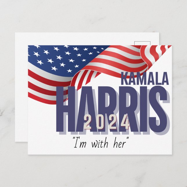 Cartão Postal Votar Harris Election 2024 Personalizável (Frente/Verso)