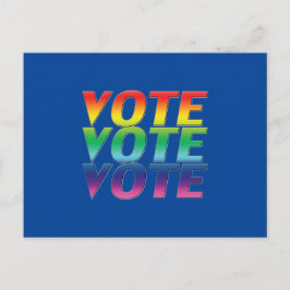 Cartão Postal "Votar" orgulho lgbtq lgbt arco-íris azul