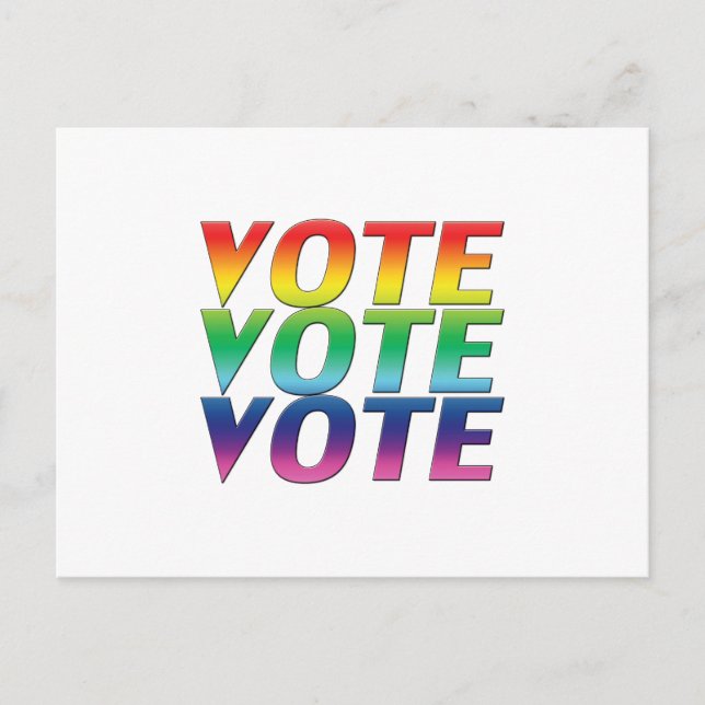 Cartão Postal "Votar" orgulho lgbtq lgbt arco-íris branco (Frente)