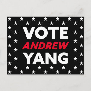 Cartão Postal Vote Andrew Yang Nova Iorque Mayor Black