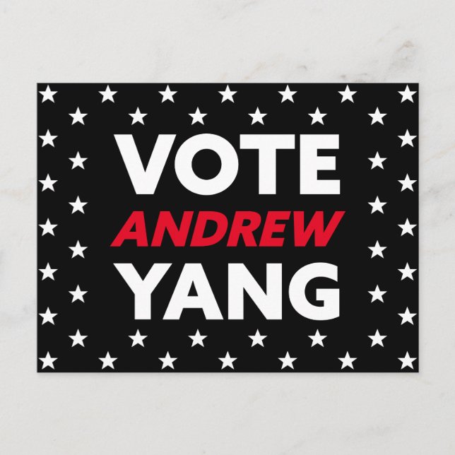 Cartão Postal Vote Andrew Yang Nova Iorque Mayor Black (Frente)