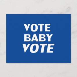 Cartão Postal "Vote Baby Vote" branco azul
