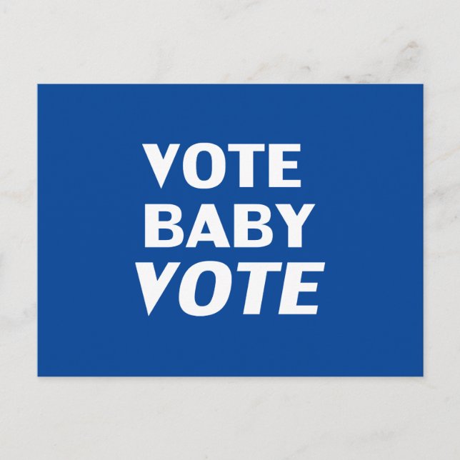 Cartão Postal "Vote Baby Vote" branco azul (Frente)