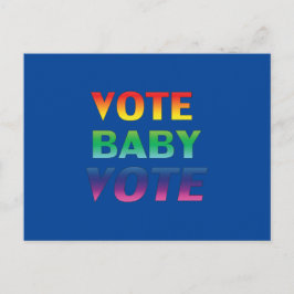 Cartão Postal "Vote Baby Vote" orgulho lgbtq lgbt arco-íris azul