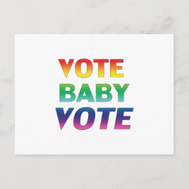 Cartão Postal "Vote Baby Vote" orgulho lgbtq lgbt cores arco-íri